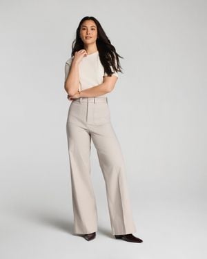 Spanx Supersmooth Stretch Twill Wide Leg Pants With Patch Pockets - White