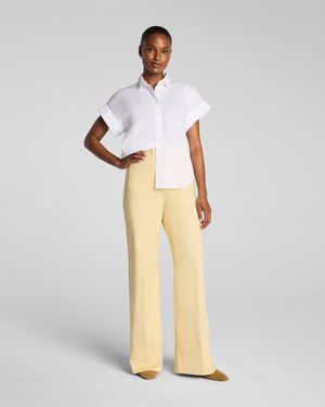 Spanx Supersmooth Stretch Twill Wide Leg Pants With Patch Pockets - Natural