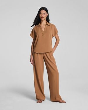 Spanx Carryon Pleated Wide Leg Pants - Natural