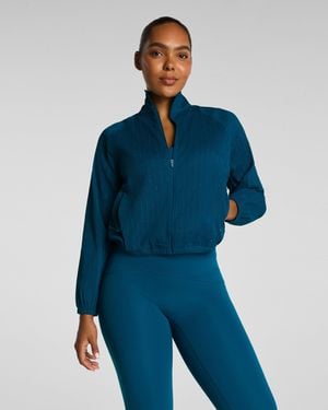 Spanx Boostup Glow Weave Full Zip Jacket - Blue