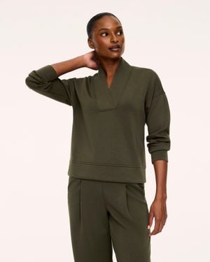 Spanx Airessentials V-Neck Long Sleeve Top - Green