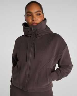 Spanx Boostup Cotton Fleece Full Zip Hoodie - Brown