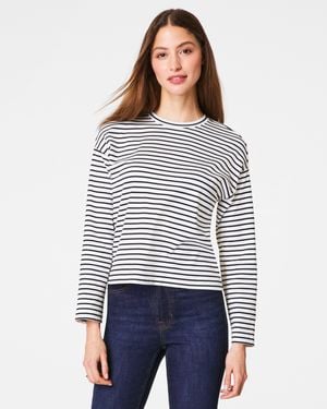 Spanx ® Cotton Long Sleeve Crewneck Top, Stripe - White