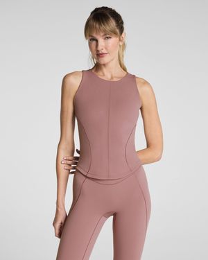 Spanx Powerplay High Neck Shelf Tank Top - Purple