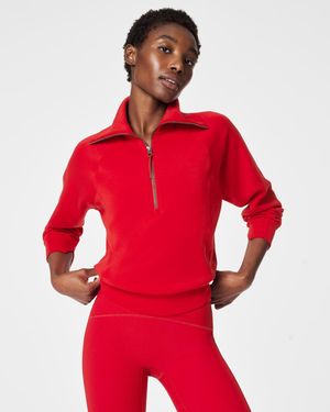 Spanx Airessentials Half Zip Top - Red
