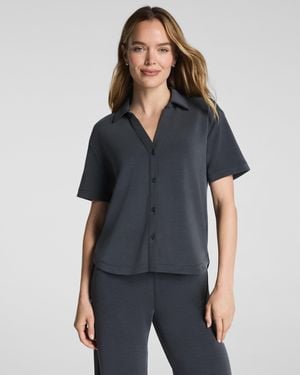 Spanx Airessentials Sandwashed Button-Down Shirt - Blue