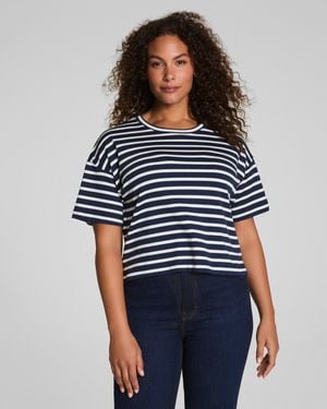 Spanx Cotton Cropped T-Shirt - Blue