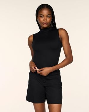 Spanx Smooth Jersey Mock Neck Tank Top - Black