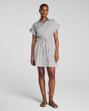 Spanx Poplin Smocked Mini Shirt Dress - White