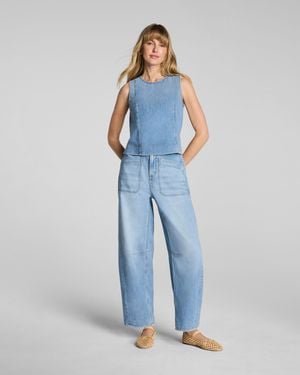 Spanx Supersmooth Authentic 360 Lightweight Utility Barrel Leg Jeans, Seaside - Blue