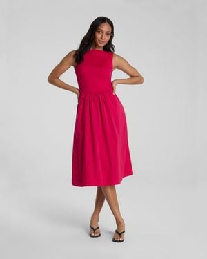 Spanx Smooth Jersey High Neck Midi Dress - Pink