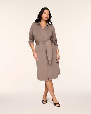 Spanx Airessentials Tie-Waist Midi Shirt Dress - Natural