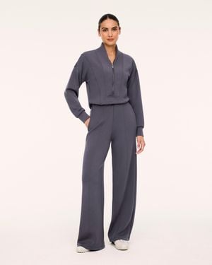 Spanx Airessentials Long Sleeve Shawl Collar Jumpsuit - Blue