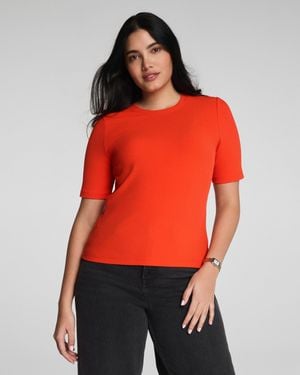 Spanx Ribbed Knit Crewneck T-Shirt - Red