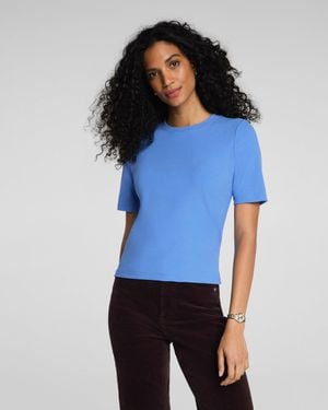 Spanx Ribbed Knit Crewneck T-Shirt - Blue