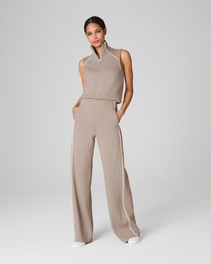 Spanx Airessentials® Pique Sleeveless Mockneck Jumpsuit - Natural