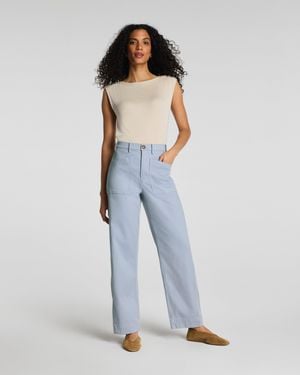 Spanx Supersmooth Stretch Twill Utility Barrel Leg Pants With Patch Pockets - Blue