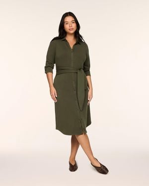 Spanx Airessentials Tie-Waist Midi Shirt Dress - Natural