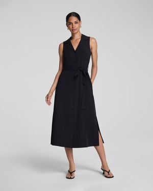 Spanx Carryon Belted Midi Shirt Dress - Blue
