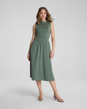 Spanx Smooth Jersey High Neck Midi Dress - Green