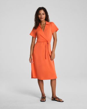Spanx Airessentials Collared Tie-Waist Midi Dress - Orange