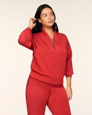 Spanx Airessentials Shawl Collar Half Zip Top - Red