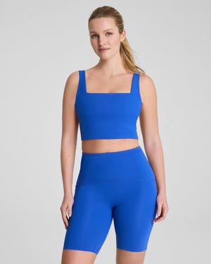 Spanx Boostup Cropped Square Neck Shelf Tank Top - Blue