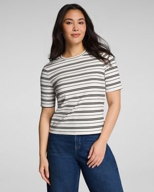Spanx Ribbed Knit Crewneck T-Shirt - White