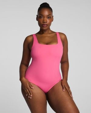 Spanx Sculpt Swim Square Neck One Piece - Pink