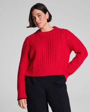 Spanx La Ligne Cropped Cable Marin Sweater - Red