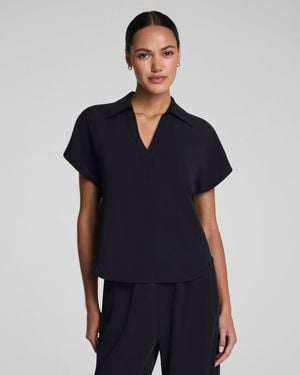 Spanx Carryon Collared T-Shirt - Black