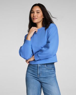 Spanx Ponte Crewneck Long Sleeve Top - Blue