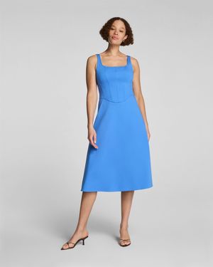 Spanx Shape Ponte Fit And Flare Midi Dress - Blue