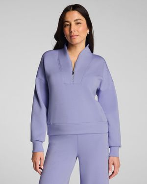 Spanx Airessentials Shawl Collar Half Zip Top - Purple