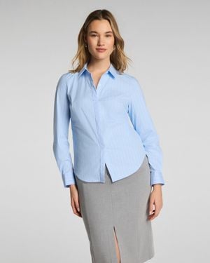 Spanx Poplin No-Gape Tailored Button-Down - Blue
