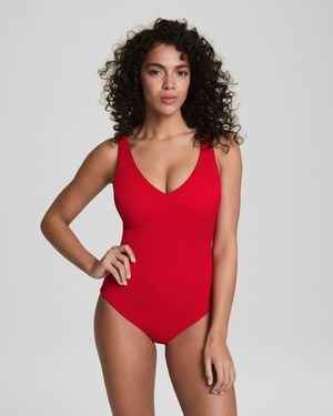 Spanx Shapetm Swim Pique Plunge One-piece - Red