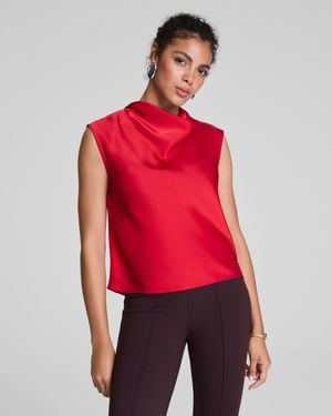Spanx Silky Smooth Cowl Neck Sleeveless Top - Red