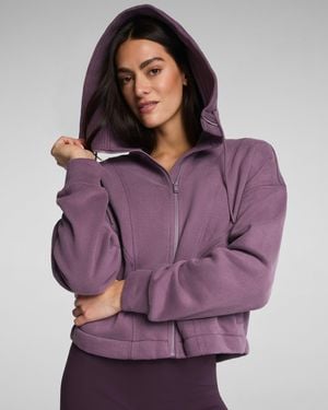 Spanx Boostup Cotton Fleece Full Zip Hoodie - Purple