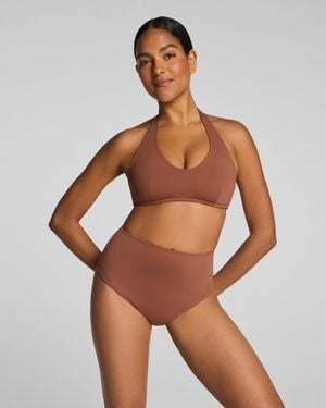 Spanx Shape Swim Halter Bikini Top - Brown
