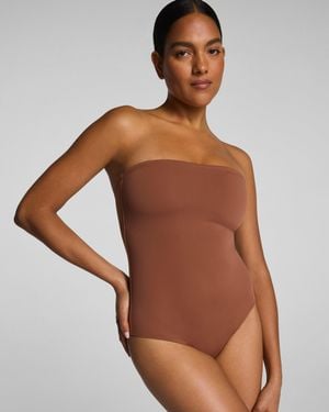 Spanx Shape Swim Bandeau One Piece - Brown