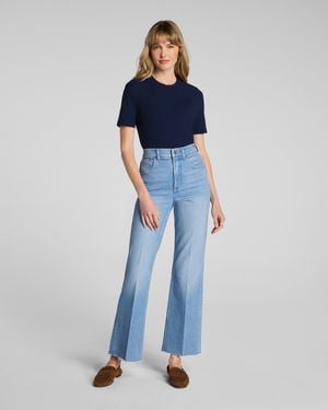Spanx Shape Authentic 360 Raw Hem Kick Flare Jeans, Seaside - Blue