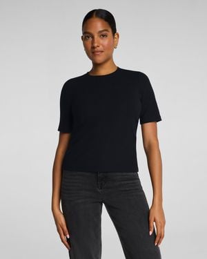Spanx Ribbed Knit Crewneck T-Shirt - Blue