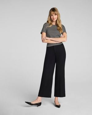 Spanx Supersmooth Stretch Twill Cropped Wide Leg Pants - Black