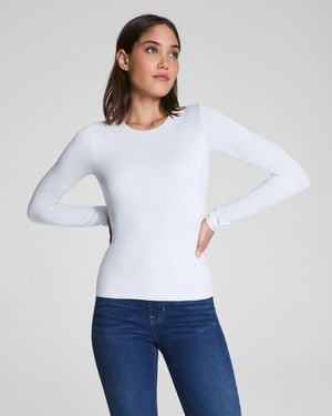 Spanx Smooth Jersey Crewneck Long Sleeve Top - White