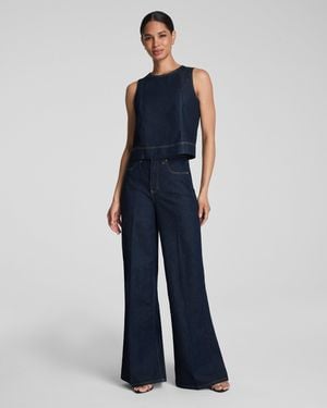 Spanx Supersmooth Authentic 360 Lightweight Super Wide Leg Jeans, Deep - Blue
