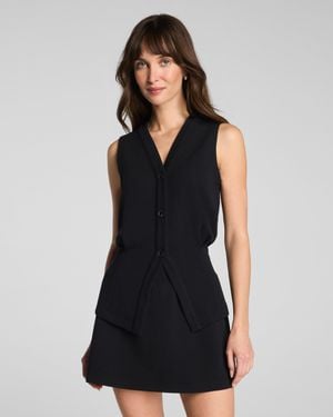 Spanx Airessentials French Rib Button-Down Vest - Black
