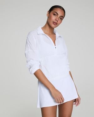 Spanx Get Moving Textured Half Zip Top - White