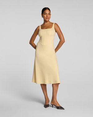 Spanx Shape Ponte Fit And Flare Midi Dress - Natural