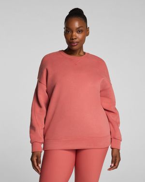 Spanx Boostup Cotton Fleece Crewneck Tunic - Red