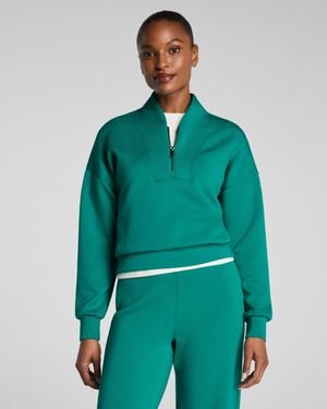 Spanx Airessentials Shawl Collar Half Zip Top - Green